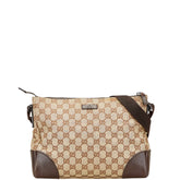 グッチ GGキャンバス 斜め掛け ショルダーバッグ 114273 ベージュ ブラウン キャンバス レザー レディース GUCCI 【中古】